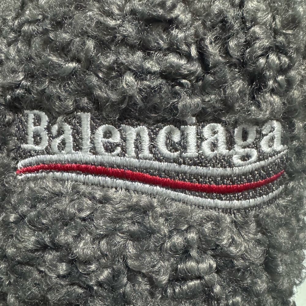 Balenciaga Gray Fuzzy Slides - Picture 3 of 3